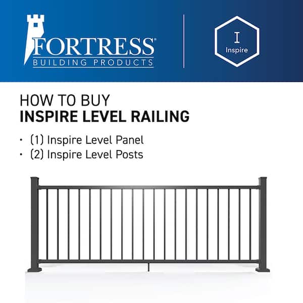 FORTRESS Inspire Railing 32.5 in. H x 6 ft. W Aluminum Black Sand Level Panel