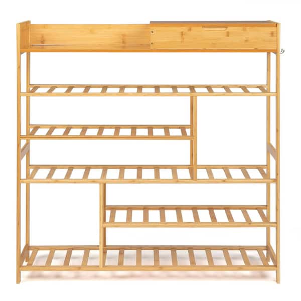 Karl home 39 in. H 24-Pair Natural Shoe Rack
