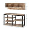 Tribesigns Howard Brown Wood 32 in. Shoe Rack with Coat Hooks, Hall Tree  with Shoe Bench and Shelves TJHD-JW0139 - The Home Depot