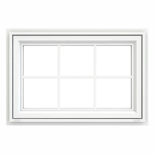 JELD-WEN 35.5 in. x 23.5 in. V-4500 Series White Vinyl Awning Window with Colonial Grids/Grilles