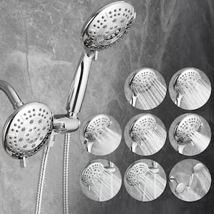 2-in-1 5-Spray Patterns Wall Mount Dual Shower Heads with 1.8 GPM 4.7 in. in Chrome