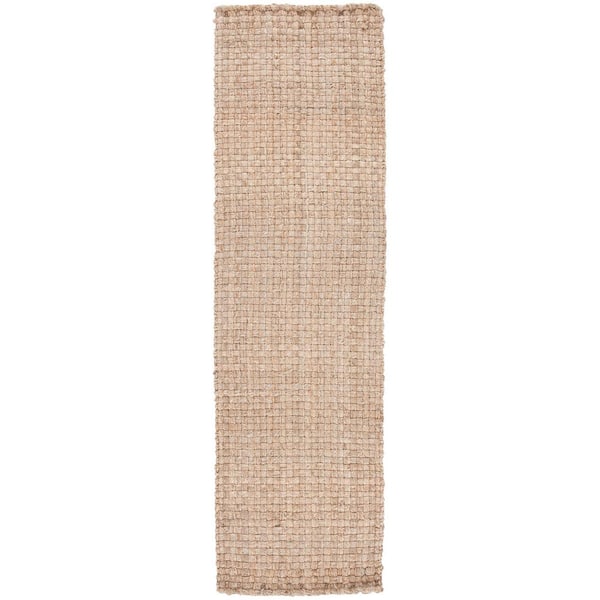 Natural Fiber 2 ft. x 12 ft. Natural Solid Color Runner Rug