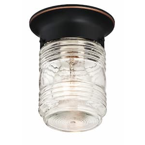 Oil Rubbed Bronze Outdoor Jelly Jar Flush Mount Ceiling Light