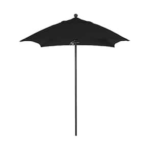 6 ft. Square Black Aluminum Commercial Market Patio Umbrella with Fiberglass Ribs and Push Lift in Black Sunbrella