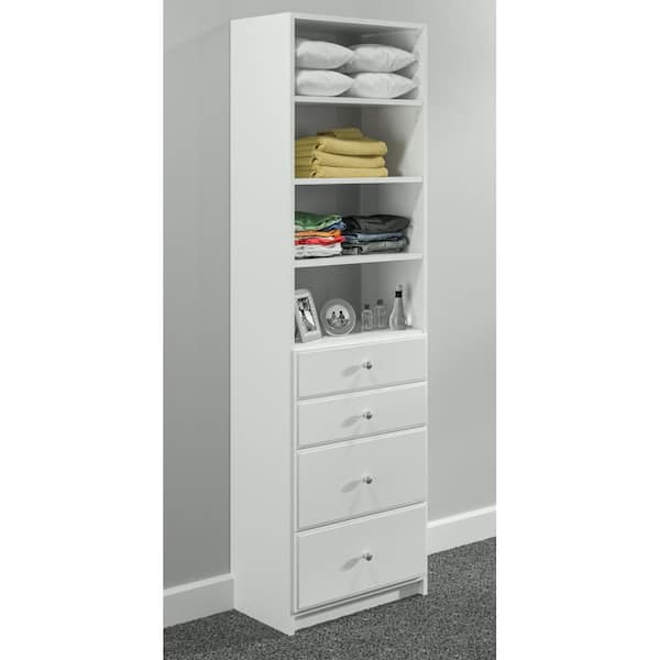 84 in. H x 25.375 in. W White Drawer and Shelving Tower Kit