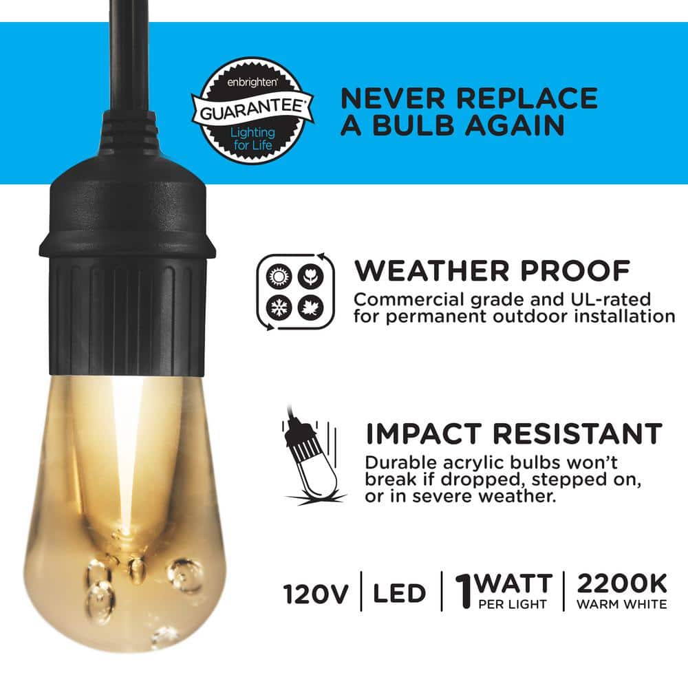 24ft Black Outdoor Color-Changing Acrylic LED String Lights