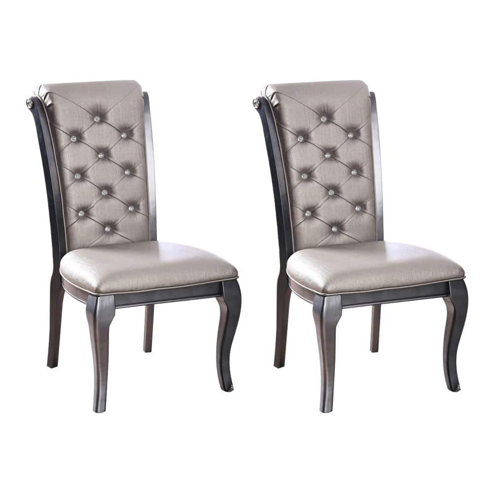Amina Gray Wood Frame Upholstered Side Chair (Set of 2) price history on PriceWatchPro