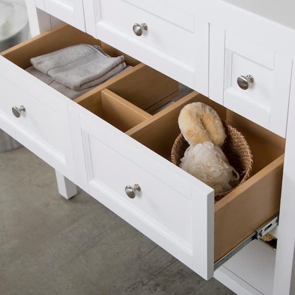Ashland 37 in. W x 37 in. H x 19 in. D Bathroom Vanity in White with Vanity Top in White with White Sink Ashland 37 in. W x 37 in. H x 19 in. D Bathroom Vanity in White with Vanity Top in White with White Sink