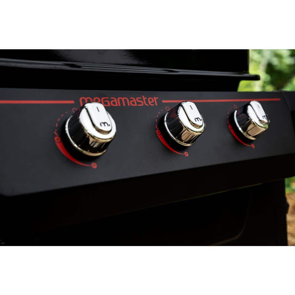 Megamaster 3-Burner Propane Gas Grill in Black with Cover 300-10089