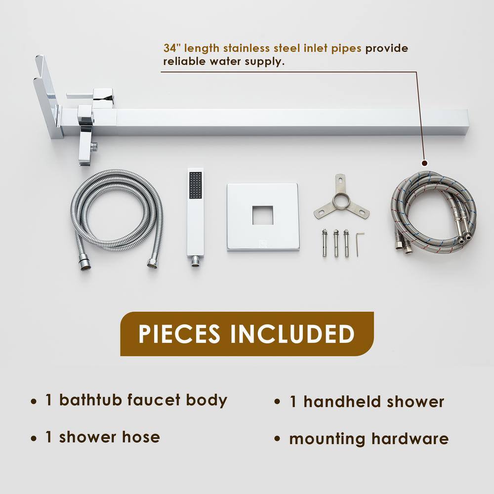 Polished Chrome Freestanding Tub Faucet with Hand Shower