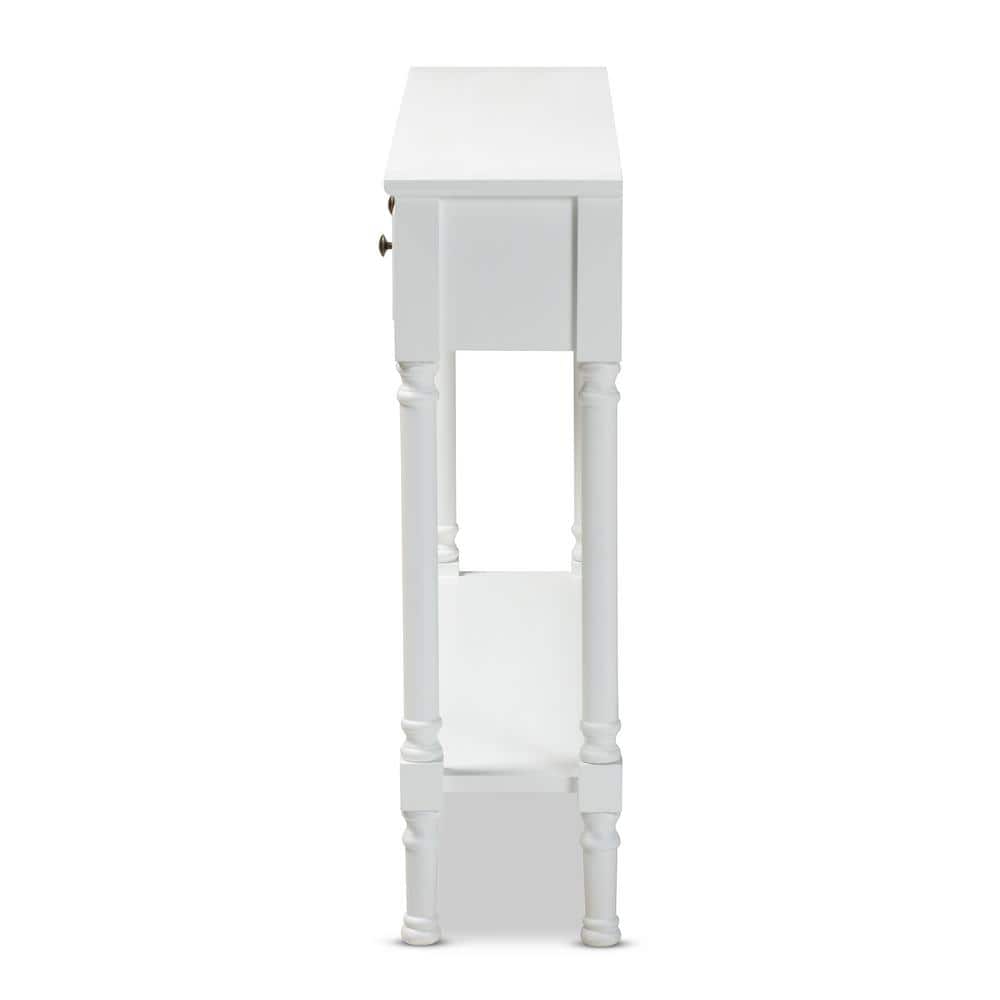 Calvin 3-Drawer White Wood & Metal Entryway Console Table with Storage
