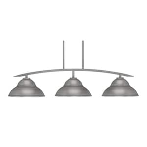 Siena 44.75 in. 3-Light Graphite Chandelier with 13 in. Graphite Metal Shades no bulbs included