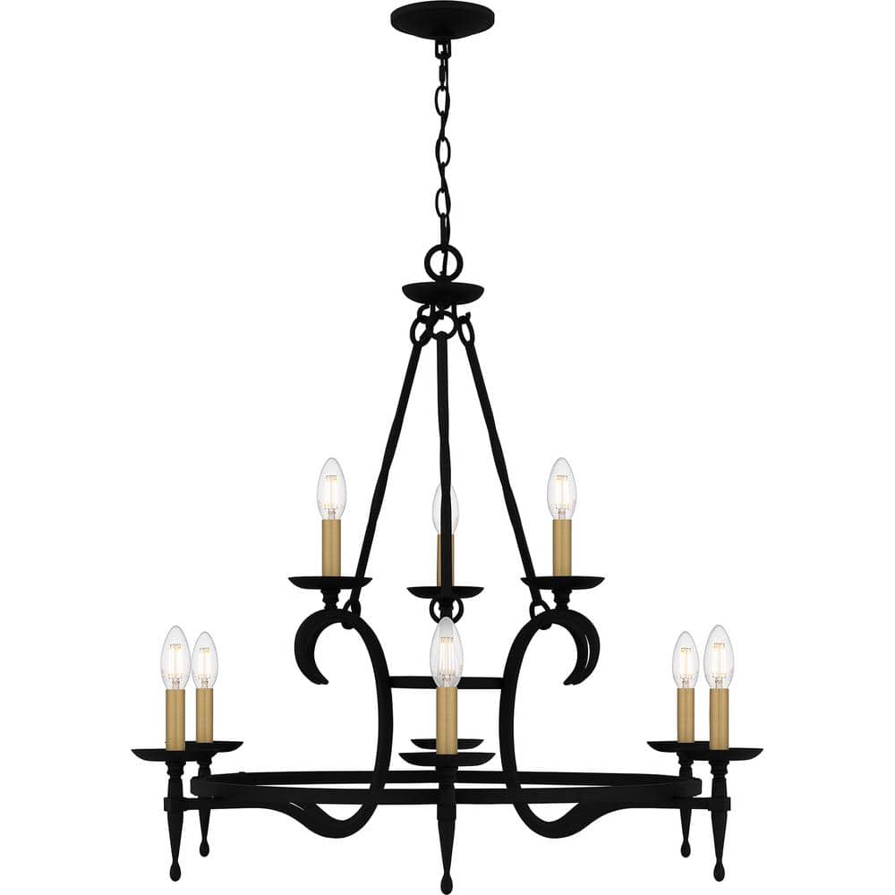 Octavia Black Iron 9-Light Candle Chandelier
