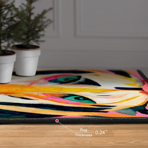 Multi-Colored 8 ft. x 10 ft. The Tiger Washable Art Area Rug