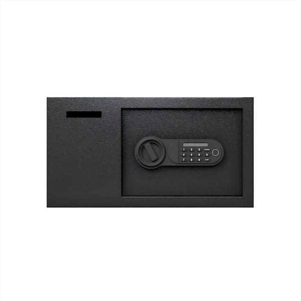 1.12 cu. ft. Steel Fire-Resistant Home Safe with Shelf, Deposit Slot and Electronic Locks in Black
