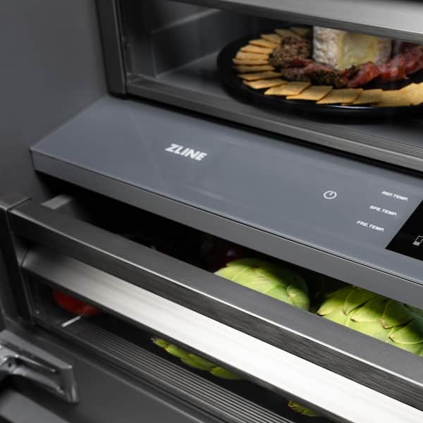 Autograph 60 in. Built-In Bottom Freezer 16.1 cu ft Refrigerator in Stainless with Gray Interior and Gold Helix Handles