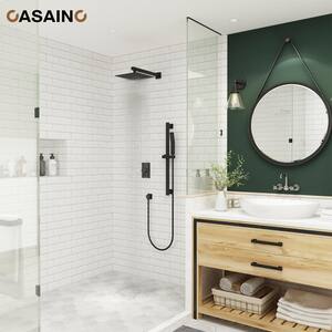 2-Function Single Handle 1-Spray Shower Faucet 1.8 GPM with Pressure Balance and Handheld Shower Lifter in. Matte Black
