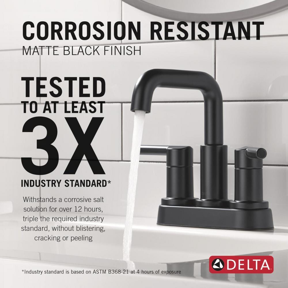 Matte Black Stainless Steel Centerset Bathroom Faucet with Pop-Up Drain