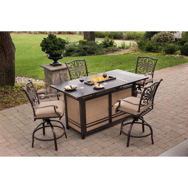 Patio dining table discount set with fire pit