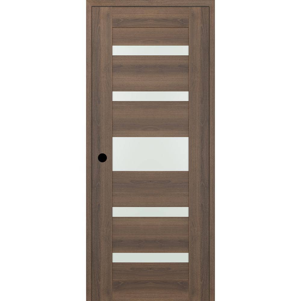 "Vona 07-05 DIY-Friendly 24""x84"" Right-Hand Frosted Glass Pecan Nutwood Wood Composite Single Prehung Interior Door" price history on PriceWatchPro
