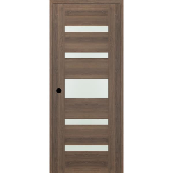 Belldinni Vona 07-05 DIY-Friendly 32 in. x 84 in. Right-Hand Frosted Glass Pecan Nutwood Wood Composite Single Swing Interior Door