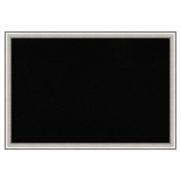 Amanti Art Salon Silver Narrow Framed Black Corkboard 38 in. x 26 in. Bulletine Board Memo Board