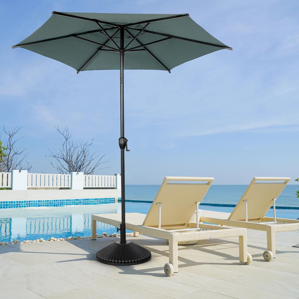 Lyon 7.5FT Hexagonal Grey Polyester Patio Umbrella with Steel Pole