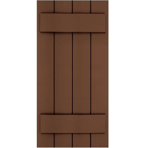 Winworks Wood Composite 15 in. x 32 in. Board & Batten Shutters Pair #635 Federal Brown