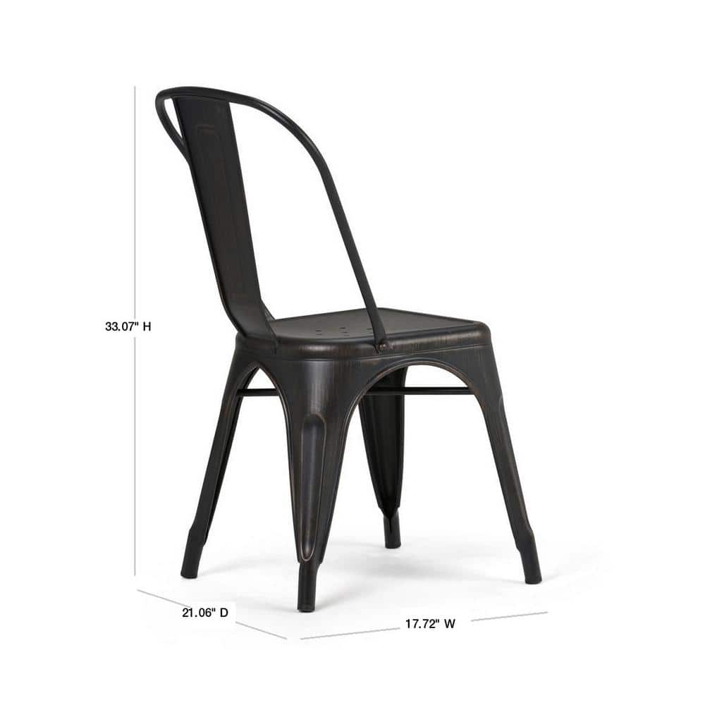 Distressed Black and Copper Metal Stacking Side Chair Set