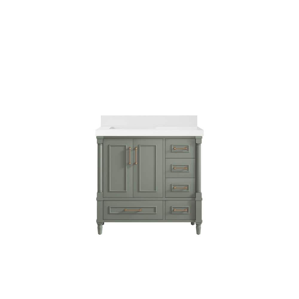 Hudson 36 in. W x 22 in. D x 36 in. H Left Offset Sink Bath Vanity in Evergreen with 2 in. White Qt. Top price history on PriceWatchPro