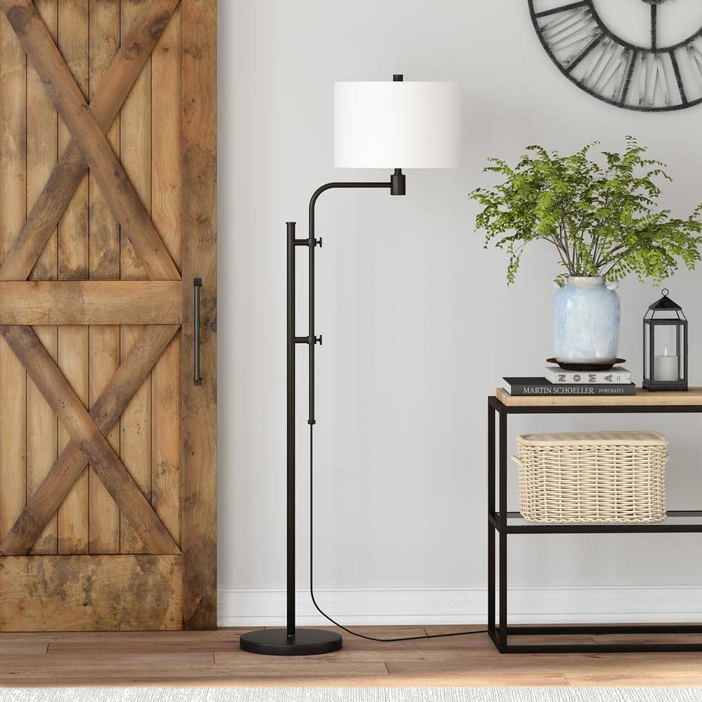 Mid-Century Modern Adjustable Height Blackened Bronze Floor Lamp