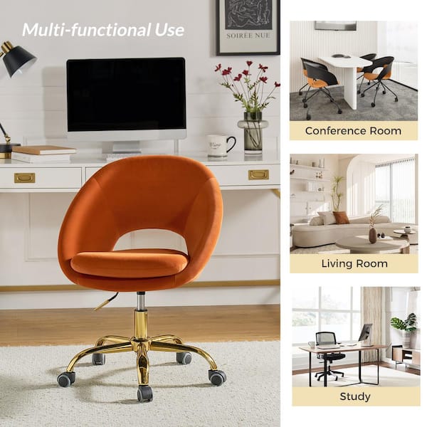 JAYDEN CREATION Savas Orange Upholstered 18 in.-21 in. H