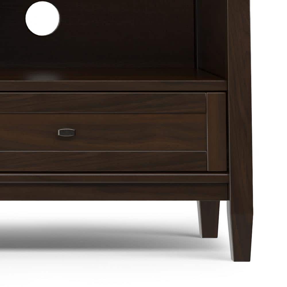 Tobacco Brown Solid Wood 72" TV Media Stand with Cabinet