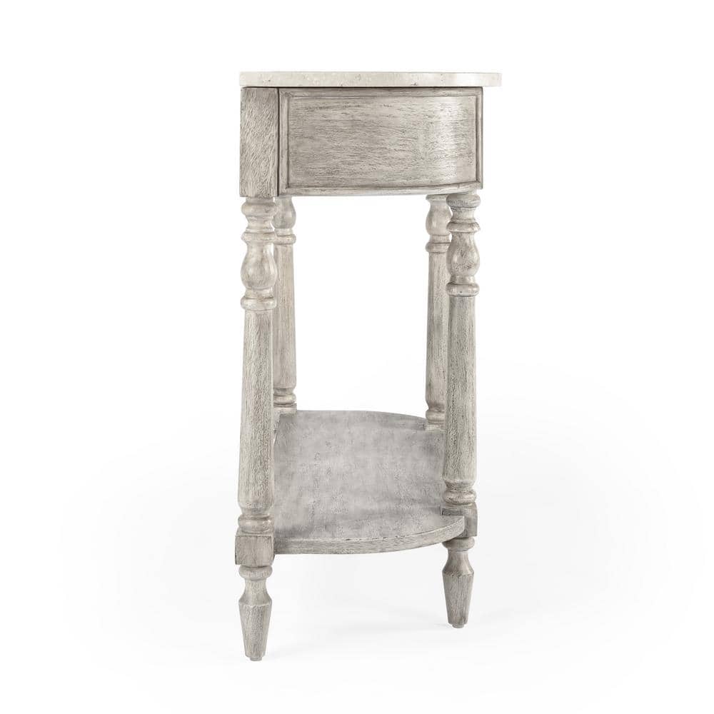 Aberdale Demilune Console Table with Storage in Umber and Marble