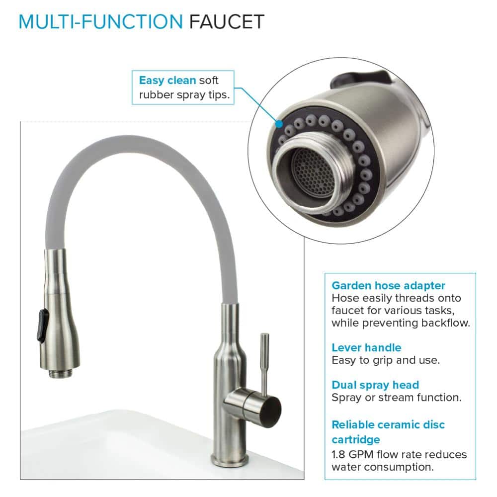 Gloss White Stainless Steel Single Basin Laundry Sink with Cabinet