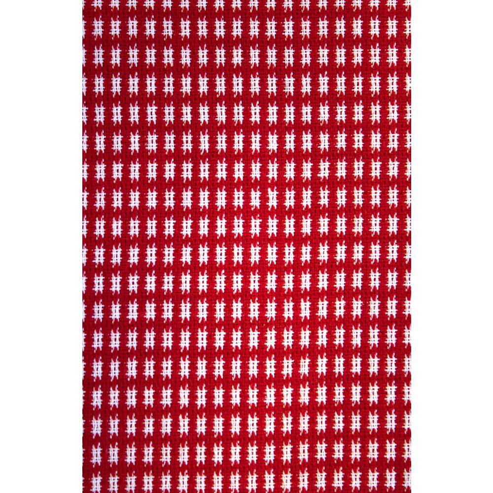 Red and White Checkered Cotton Tablecloth with Fringe