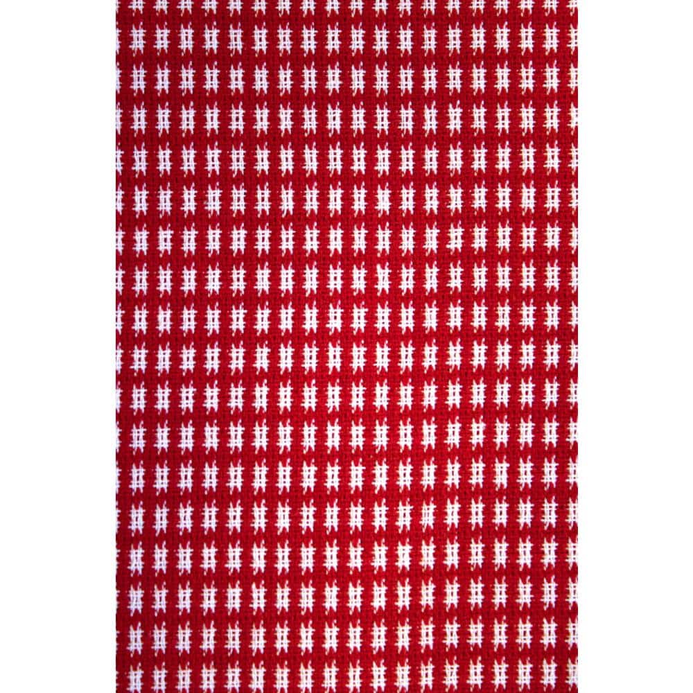 Homespun Red Checkered 100% Cotton Round Tablecloth with Fringe