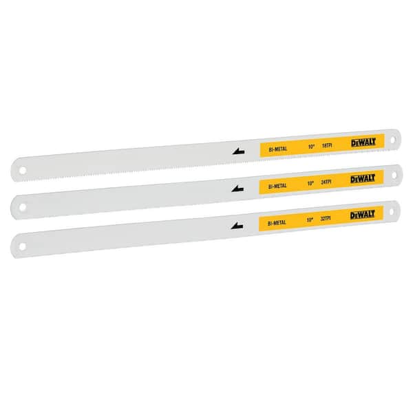 DEWALT 10 in. 18, 24 and 32-TPI Bi-Metal Hacksaw Blade (3-Pack)
