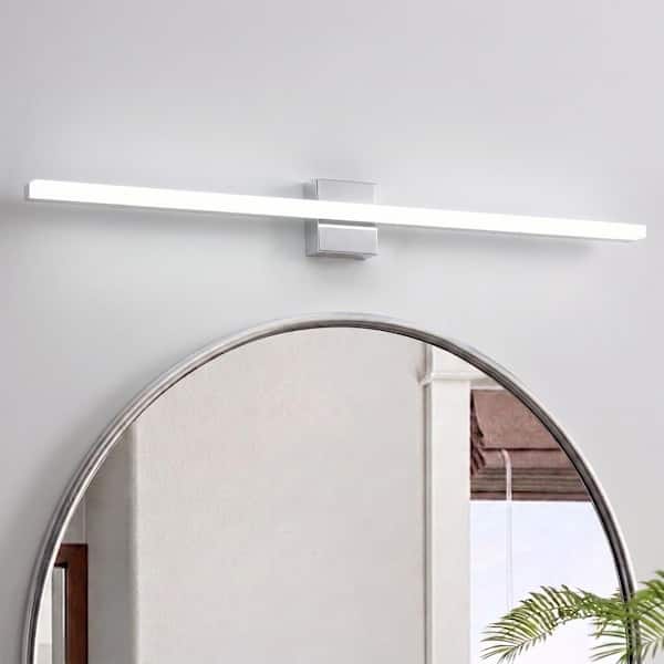 40 in. 1-Light Chrome LED Vanity Light Bar with Integrated 20-Watt 6500K Cool White