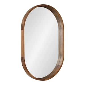 Hutton 36 in. x 24 in. Transitional Oval Rustic Brown Framed Decorative Wall Mirror