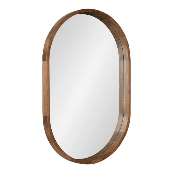 Kate and Laurel Hutton 36 in. x 24 in. Transitional Oval Rustic Brown Framed Decorative Wall Mirror