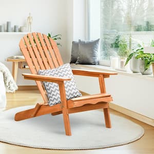 Natural Folding Eucalyptus Wood Adirondack Chair Foldable Outdoor Wood Lounger Chair Natural