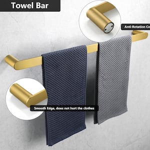 5-Piece Bath Hardware Set with Towel Bar Toilet Paper Holder Towel Hooks Rustproof Towel Bar Set in Brushed Gold