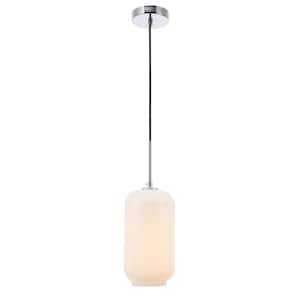 Timeless Home 6.1 in. 1-Light Chrome And Frosted White Glass Pendant Light, Bulbs Not Included