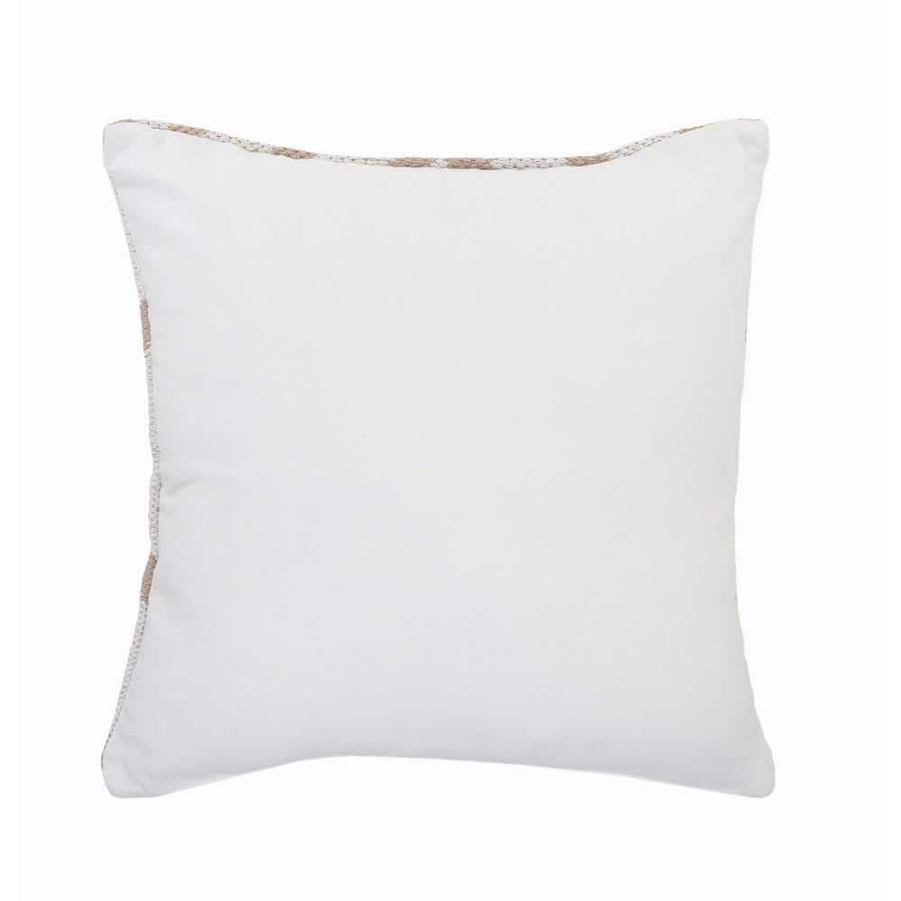 Hazelnut and White Geometric Square Throw Pillow