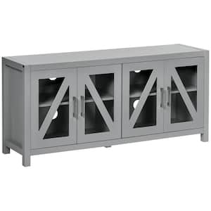 58 in. Gray Rectangle Wood TV Console Table with Adjustable Shelves