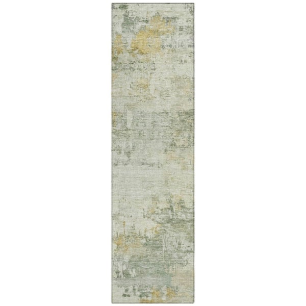 Chantille Machine Washable Indoor/Outdoor Abstract ACN2371 Aloe 2 ft. x 7 ft. Runner Rug