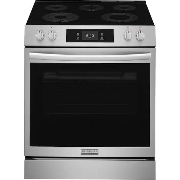 Gallery 30 in. 5-Burner Slide-In Electric Range in Smudge-Proof Stainless Steel with Stone-Baked Pizza