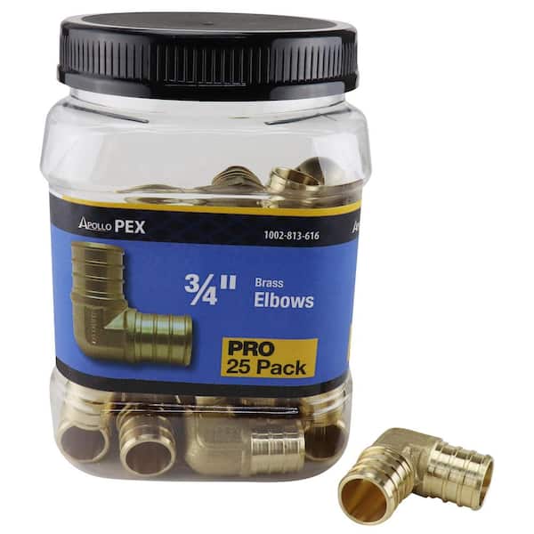 Apollo 3/4 in. Brass PEX Barb 90 Elbow Pro Pack (25-Pack)