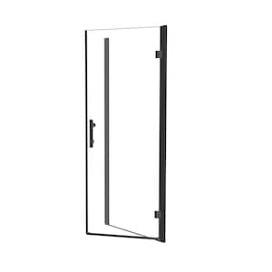 34 in. W x 72 in. H Frameless Pivot Swing Shower Door Right Hinged Panel in Matte Black Finish with 1/4 in. Clear Glass